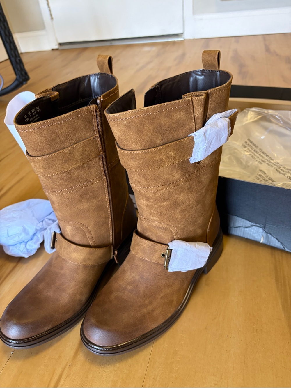 Naturalizer Brown Mid-Calf Buckle handmade Ankle Boots